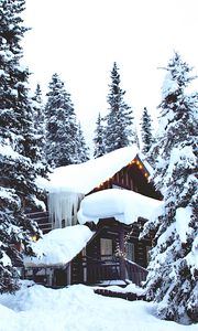 Preview wallpaper house, forest, winter, snow