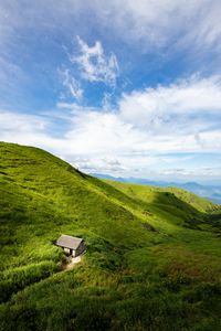Preview wallpaper house, hills, grass, nature
