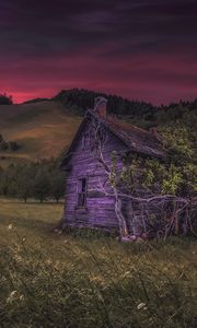 Preview wallpaper house, hills, nature, twilight