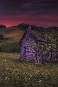 Preview wallpaper house, hills, nature, twilight