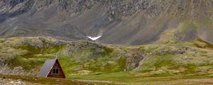 Preview wallpaper house, hills, relief, grass, nature