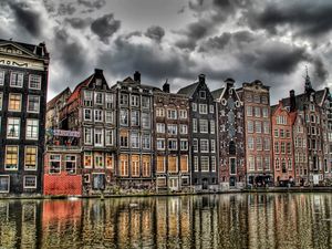 Preview wallpaper house, holland, river, buildings, hdr