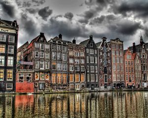Preview wallpaper house, holland, river, buildings, hdr