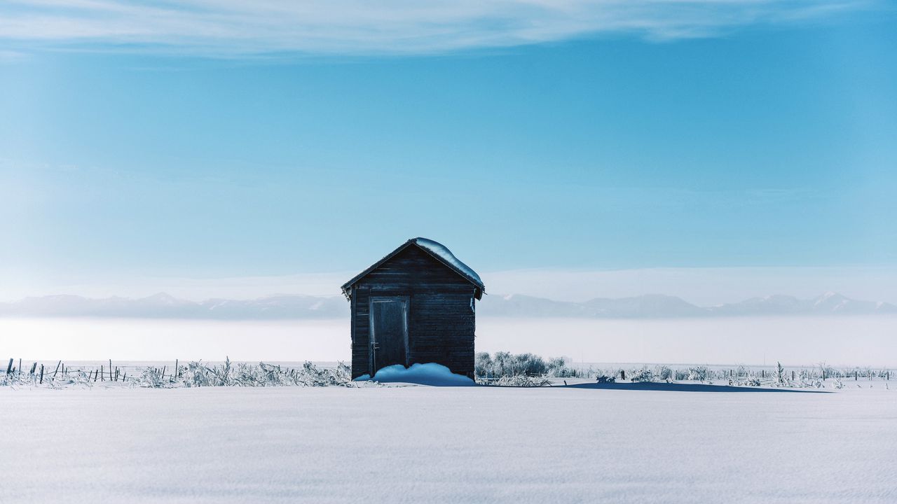 Wallpaper house, hut, snow, winter, landscape