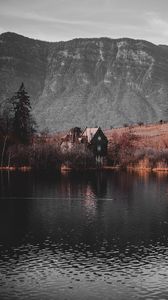 Preview wallpaper house, lake, autumn, mountains, landscape