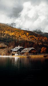 Preview wallpaper house, lake, forest, autumn, landscape