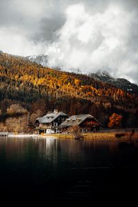 Preview wallpaper house, lake, forest, autumn, landscape