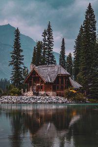 Preview wallpaper house, lake, harmony, silence, trees, forest, nature