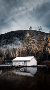 Preview wallpaper house, lake, mountain, forest, nature