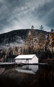 Preview wallpaper house, lake, mountain, forest, nature