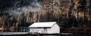 Preview wallpaper house, lake, mountain, forest, nature