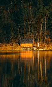 Preview wallpaper house, lake, reflection, forest