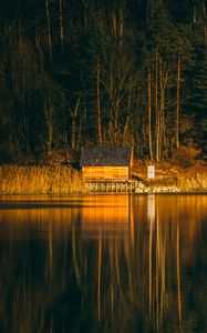 Preview wallpaper house, lake, reflection, forest