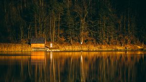 Preview wallpaper house, lake, reflection, forest