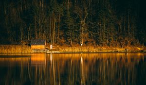 Preview wallpaper house, lake, reflection, forest