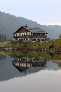Preview wallpaper house, lake, reflection, forest, view