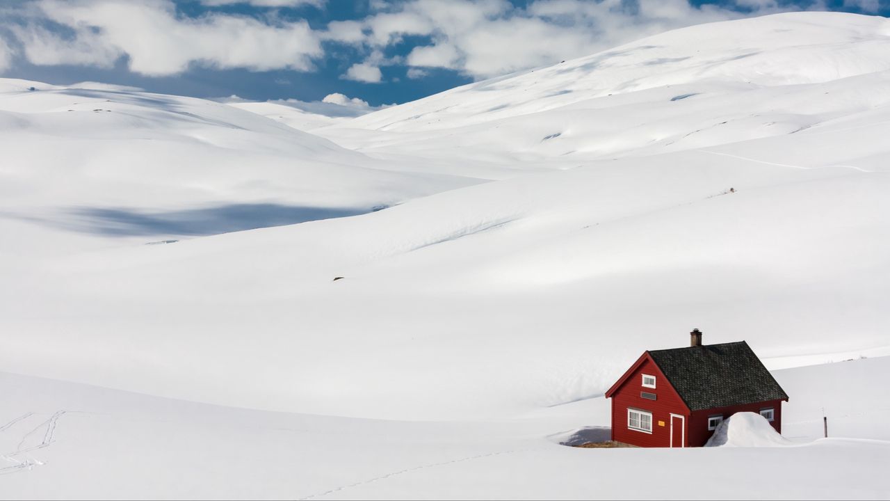 Wallpaper house, landscape, snow, winter, drifts, solitude, comfort