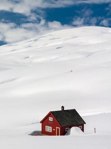 Preview wallpaper house, landscape, snow, winter, drifts, solitude, comfort