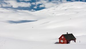 Preview wallpaper house, landscape, snow, winter, drifts, solitude, comfort