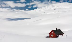 Preview wallpaper house, landscape, snow, winter, drifts, solitude, comfort