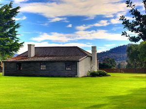 Preview wallpaper house, lawn, pipe, sky