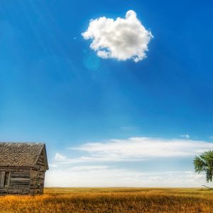 Preview wallpaper house, log hut, cloud, tree, sky, patches of light