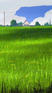 Preview wallpaper house, meadow, art, field, grass
