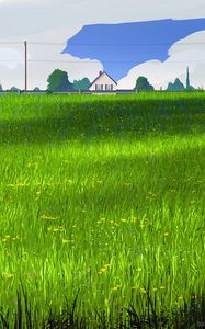 Preview wallpaper house, meadow, art, field, grass