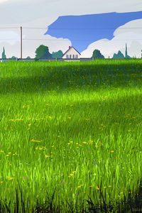 Preview wallpaper house, meadow, art, field, grass