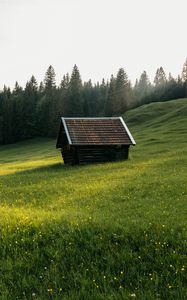 Preview wallpaper house, meadow, field, flowers, trees, nature