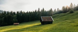 Preview wallpaper house, meadow, field, flowers, trees, nature