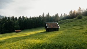 Preview wallpaper house, meadow, field, flowers, trees, nature