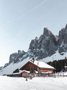 Preview wallpaper house, mountains, snow, villa, country, nature