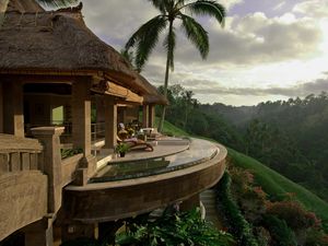 Preview wallpaper house, paradise, beautiful, palm trees, balcony, nature