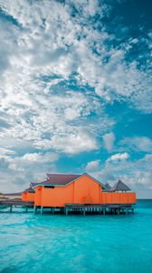 Preview wallpaper house, pier, ocean, water, tropics