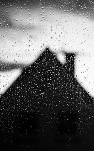 Preview wallpaper house, roof, pipe, glass, drops, rain