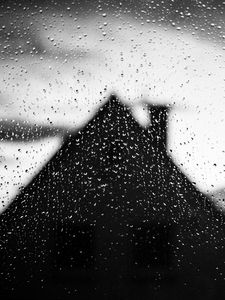 Preview wallpaper house, roof, pipe, glass, drops, rain