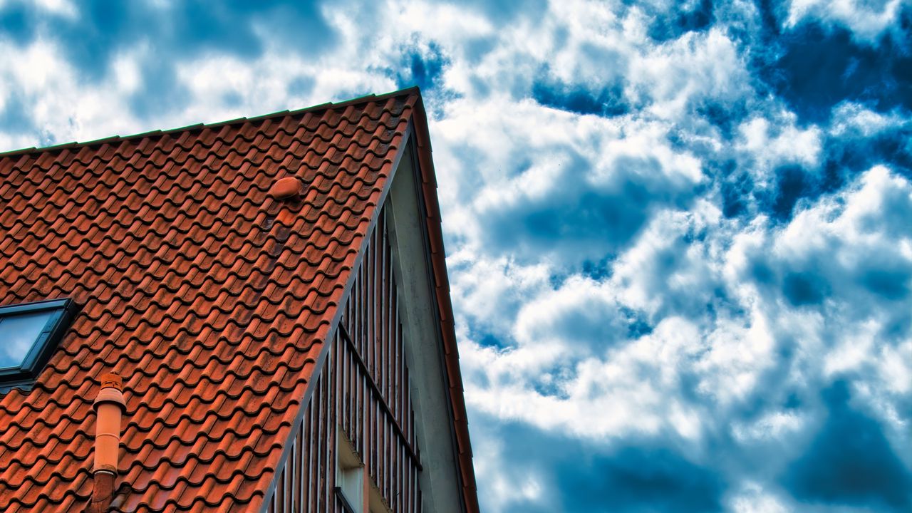 Wallpaper house, roof, sky, clouds