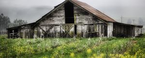 Preview wallpaper house, shed thrown, garden, cloudy