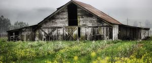 Preview wallpaper house, shed thrown, garden, cloudy