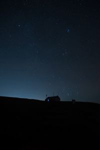 Preview wallpaper house, silhouette, night, starry sky, dark
