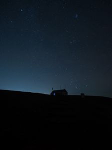 Preview wallpaper house, silhouette, night, starry sky, dark