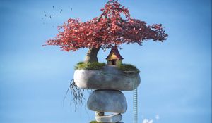 Preview wallpaper house, sky, clouds, 3d, art
