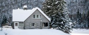 Preview wallpaper house, snow, winter, forest, nature