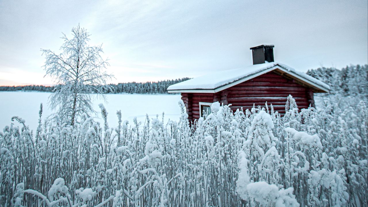 Wallpaper house, snow, winter, nature
