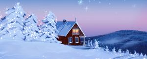 Preview wallpaper house, snow, winter, landscape, art