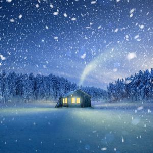 Preview wallpaper house, snowfall, snow, fabulous, magical