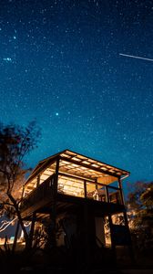 Preview wallpaper house, starry sky, stars, night