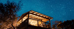 Preview wallpaper house, starry sky, stars, night