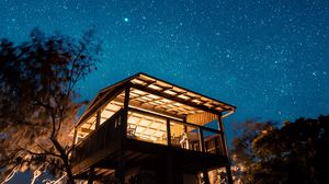 Preview wallpaper house, starry sky, stars, night